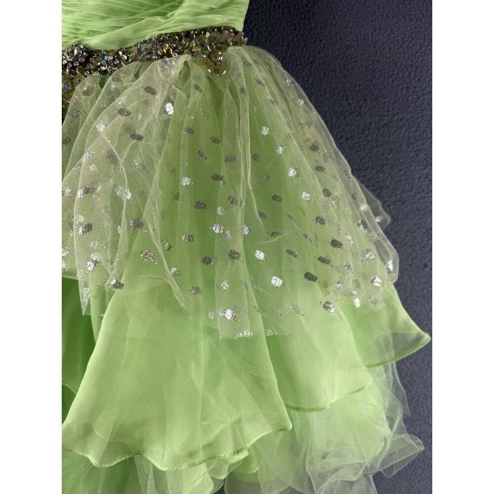 Sherri Hill Prom Dress Size4 Green Rhinestone Tulle Mini Tinkerbell - Picture 3 of 10